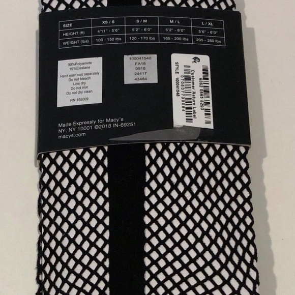 INC International Concepts Women's Tuxedo Fish Net Tights Black XS/S - Picture 3 of 5